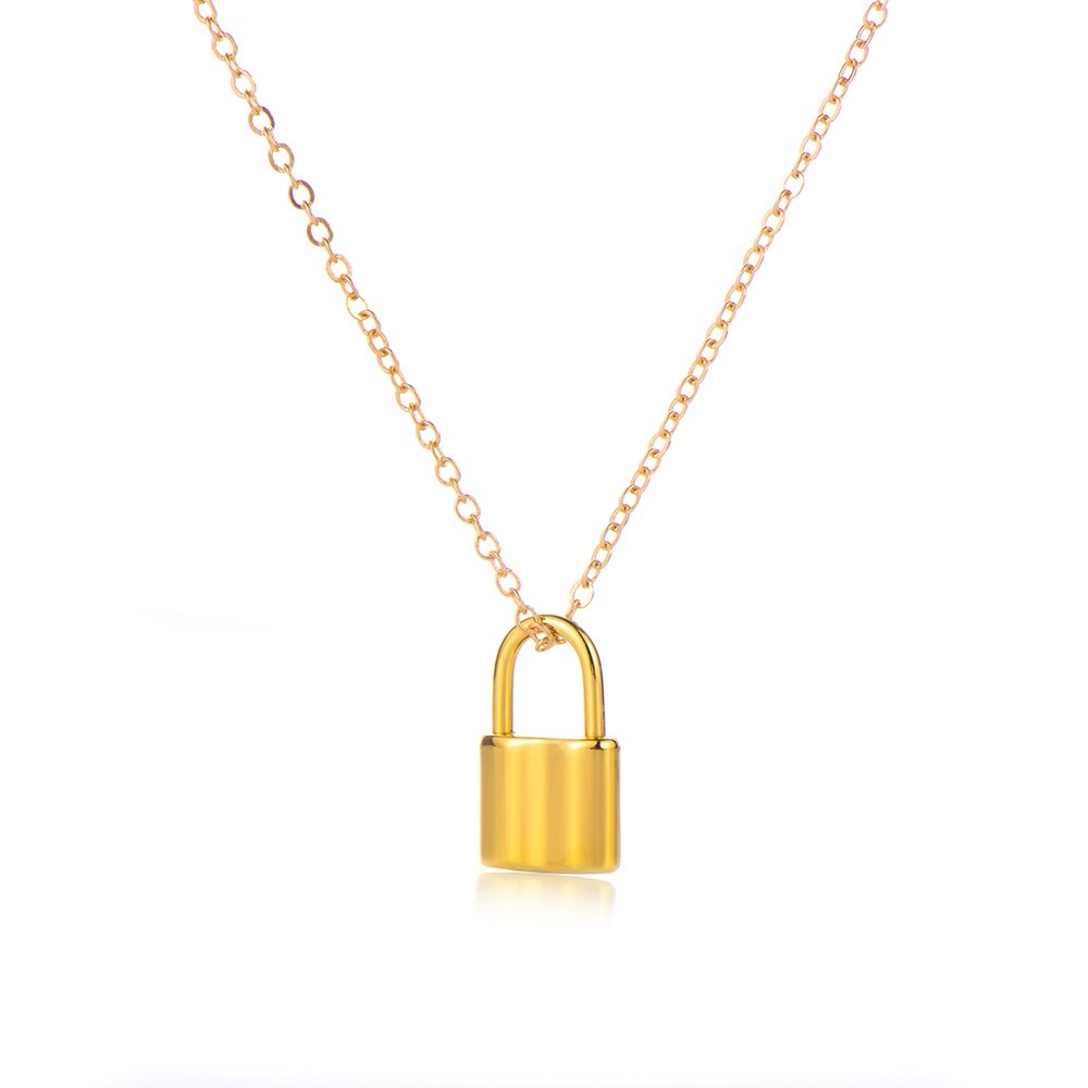 14K gold plated Padlock pedant necklace